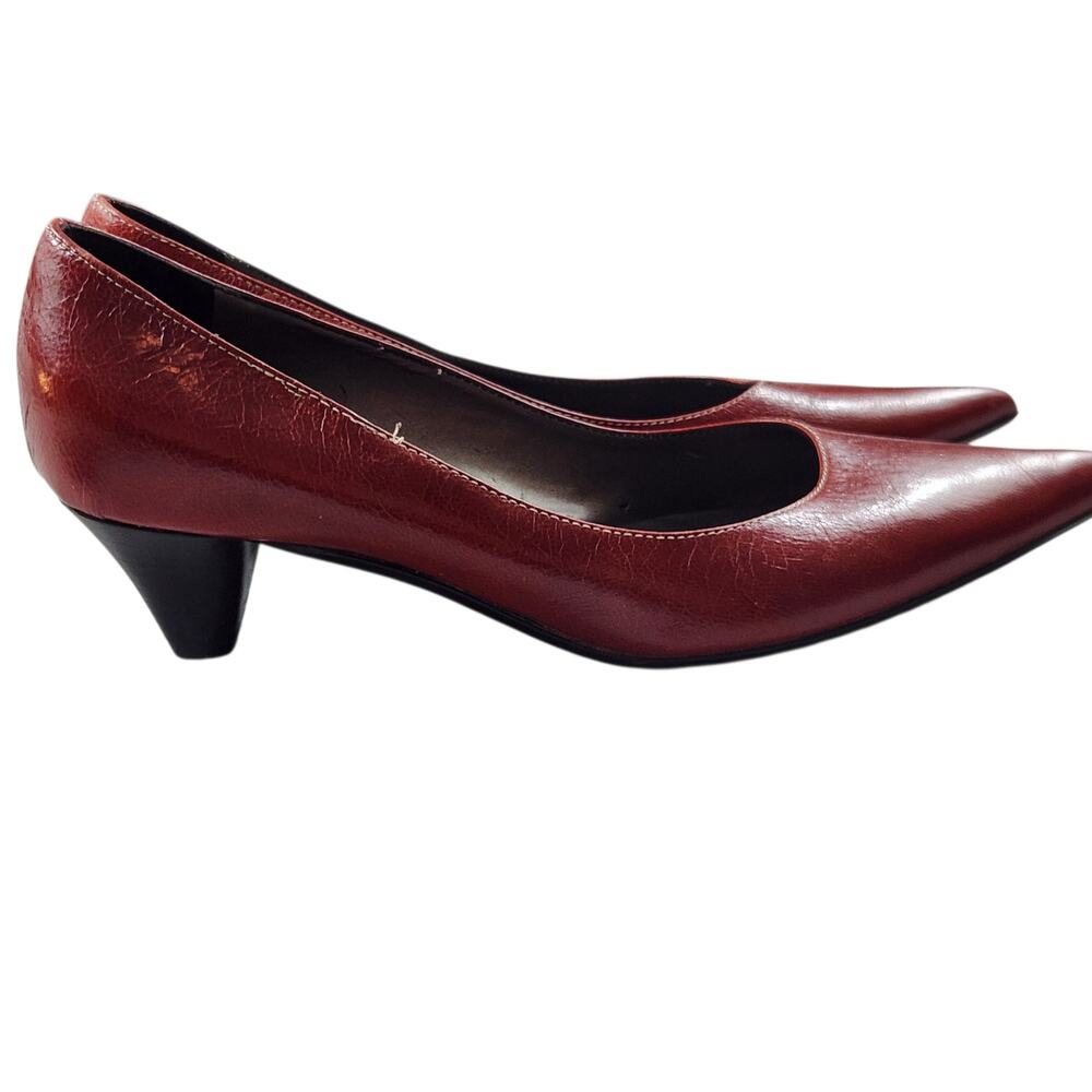 Peluso heels sz 38 made in Italy red pointed-toe pumps dress shoes - Picture 3 of 13